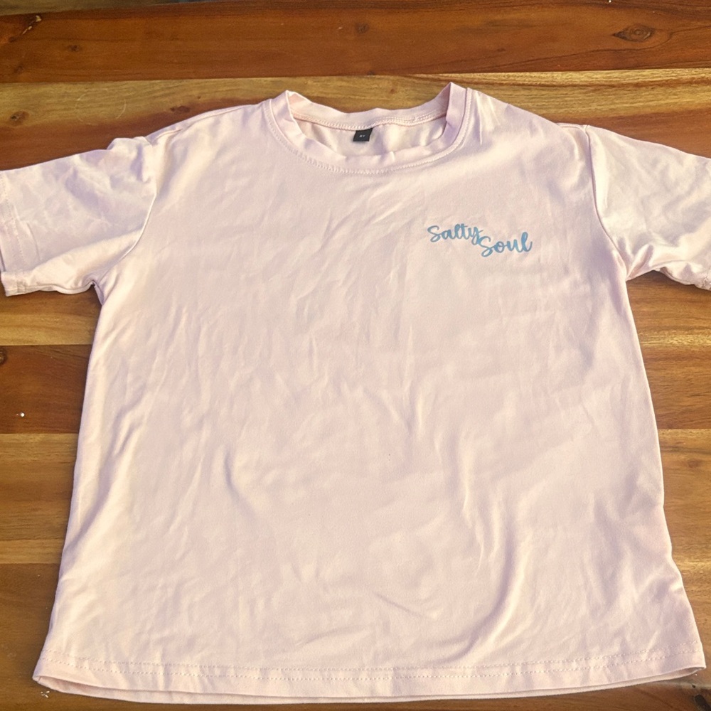SHEIN Light Pink Kids Tee with Blue Print